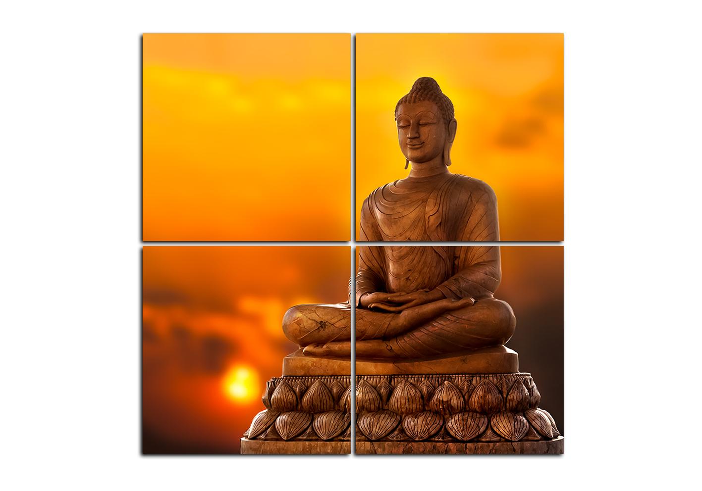 Obraz na plátně - Buddha a západ slunce - čtverec Obraz na plátně - Buddha a západ slunce - čtverec